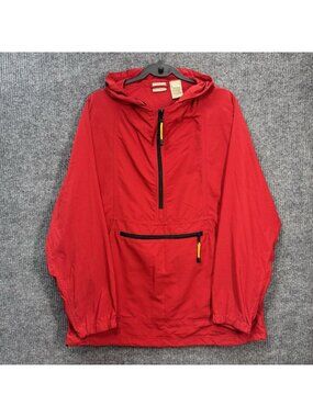 Vintage LL Bean Anorak Jacket Mens Large Red Pullover Hooded Windbreaker Hiking